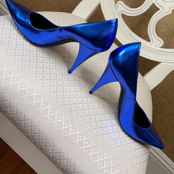 Blue metallic Saint  Laurent heels - Picture 5 of 11